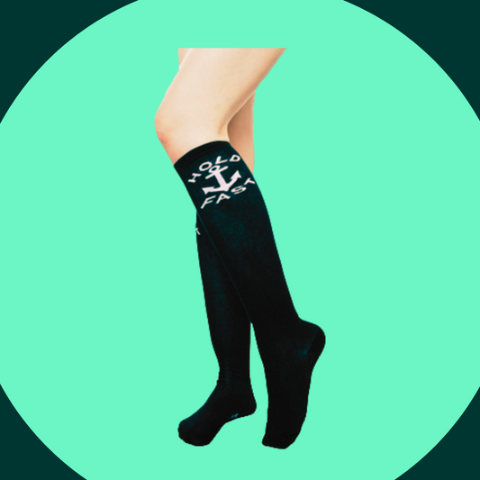 Socks - Sourpuss - Black & White Hold Fast Knee Highs