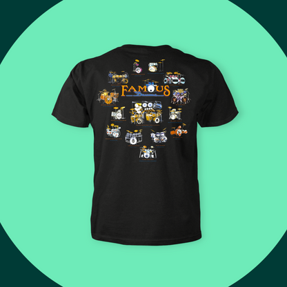 Famous Drums - Music Ringspun Cotton Graphic T-Shirt